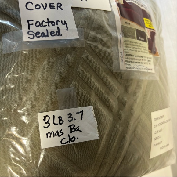 Sofa Cover Stretch Jersey Slipcovers fits 74-96” width Sage Factory Sealed NIP - Picture 7 of 7
